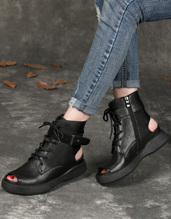 Sandalias y botas huecas con punta abierta hechas a mano