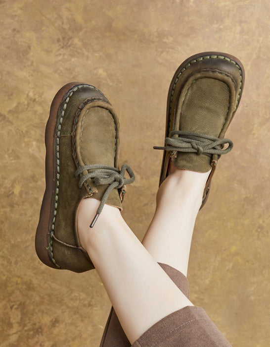 Women Handmade Soft Soles Leather Flat Shoes