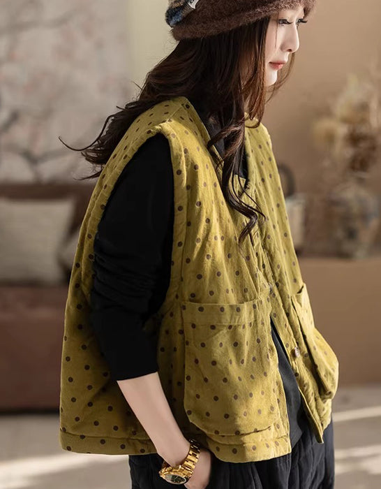 Women's Autumn Winter Polka Dots Sleeveless Cotton Vest Feb Clothing Collection 2026 47.00