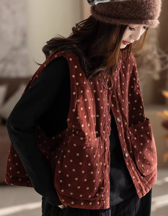 Women's Autumn Winter Polka Dots Sleeveless Cotton Vest Feb Clothing Collection 2026 47.00