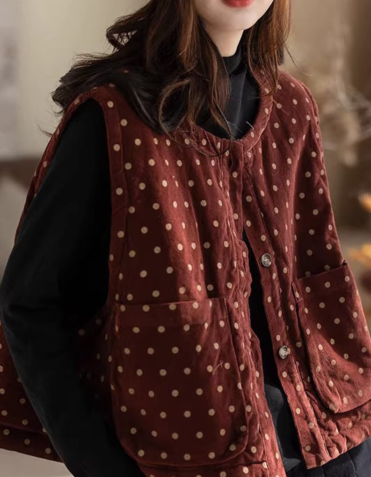 Women's Autumn Winter Polka Dots Sleeveless Cotton Vest Feb Clothing Collection 2026 47.00