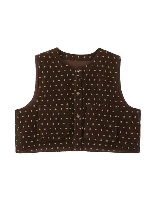 Women's Autumn Winter Polka Dots Sleeveless Cotton Vest Feb Clothing Collection 2026 47.00