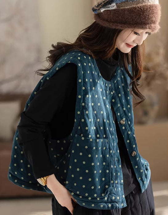 Women's Autumn Winter Polka Dots Sleeveless Cotton Vest Feb Clothing Collection 2026 47.00