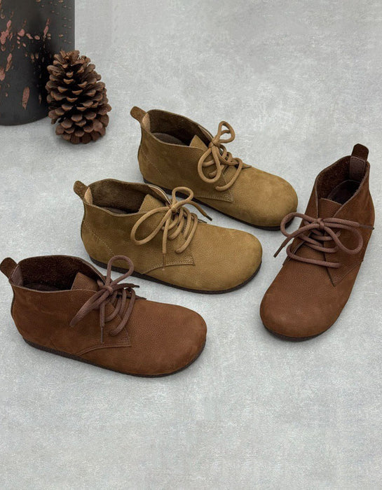 Women's Big Size Soft Sole Handmade Retro Flat Boots