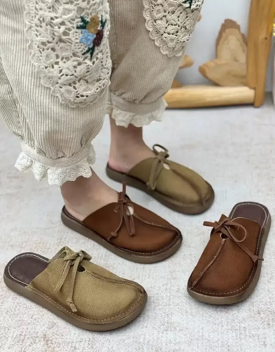 Women's Bow-Tie Handmade Soft-Soled Mule Slippers Obiono Shoes Aug New In 2026, 81.50