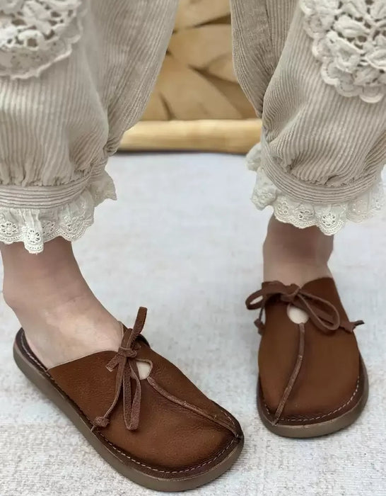 Women's Bow-Tie Handmade Soft-Soled Mule Slippers Obiono Shoes Aug New In 2026, 81.50
