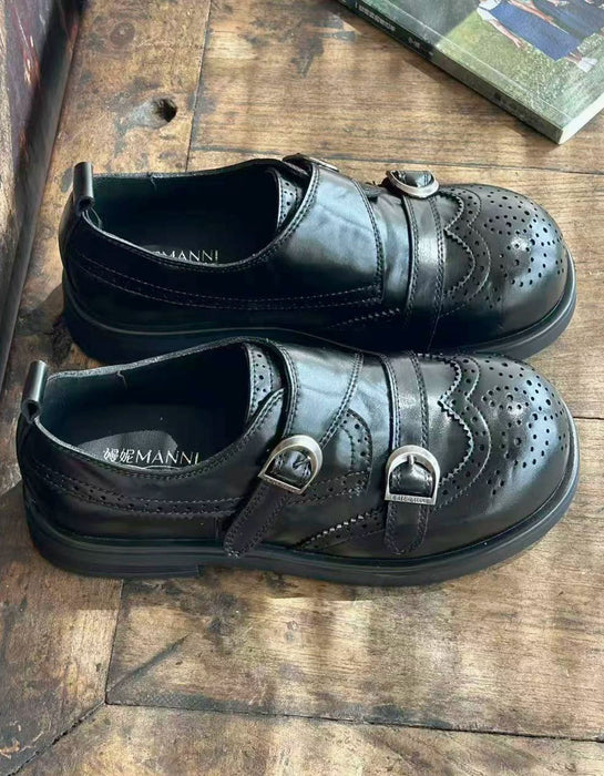 Women's Brogue Style Double Straps Wide Toe Box Oxford Shoes Black, Obiono Sep Shoes Collection 2026, 93.00