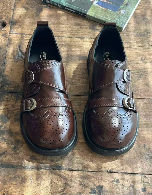 Women's Brogue Style Double Straps Wide Toe Box Oxford Shoes Brown, Obiono Sep Shoes Collection 2026, 93.00