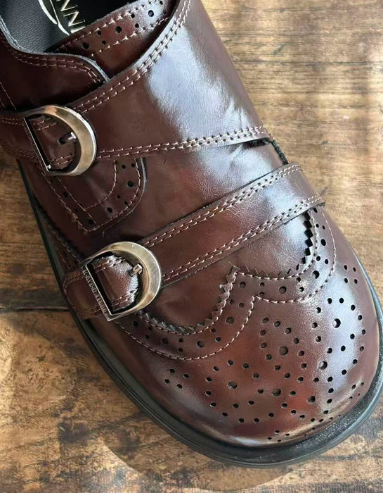 Women's Brogue Style Double Straps Wide Toe Box Oxford Shoes, Obiono Sep Shoes Collection 2026, 93.00