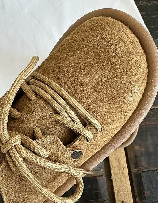 Women's Comfortable Lace-up Wide Toe Box Suede Clogs Shoes