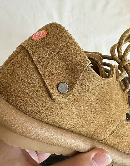 Women's Comfortable Lace-up Wide Toe Box Suede Clogs Shoes