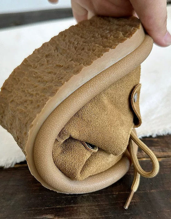 Women's Comfortable Lace-up Wide Toe Box Suede Clogs Shoes