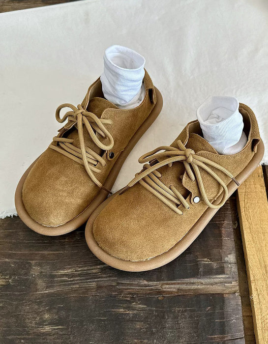 Women's Comfortable Lace-up Wide Toe Box Suede Clogs Shoes