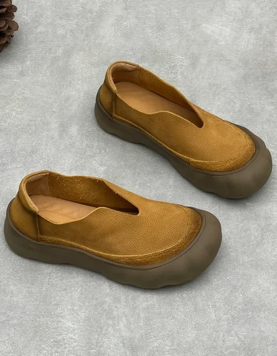 Women's Comfortable Round Toe Handmade Retro Flat Shoes bronze, Obiono Sep Shoes Collection 2026, 79.99