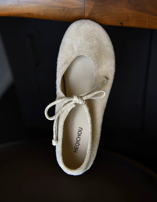 Women's Lace-up Soft Soles Suede Mary Janes Flats