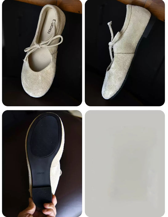 Women's Lace-up Soft Soles Suede Mary Janes Flats