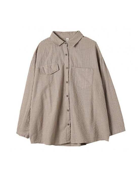 Women's Loose Casual Striped Long-sleeved Shirt