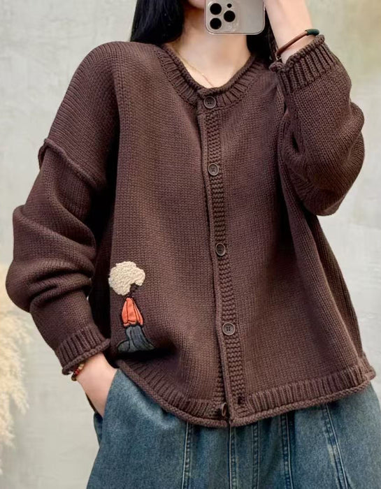 Women's Loose-fitting Casual Knitted Cardigan Sweater