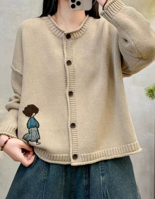 Women's Loose-fitting Casual Knitted Cardigan Sweater