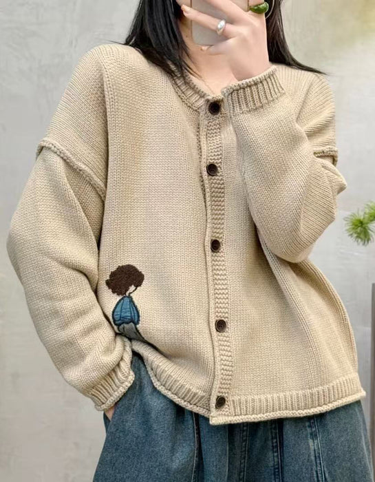 Women's Loose-fitting Casual Knitted Cardigan Sweater