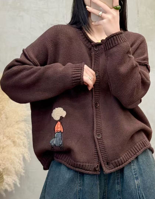 Women's Loose-fitting Casual Knitted Cardigan Sweater