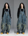 Women's Plus Size Patch Style Loose Denim Jumpsuit, Buykud Jumpsuits