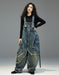 Women's Plus Size Patch Style Loose Denim Jumpsuit, Buykud Jumpsuits