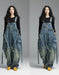 Women's Plus Size Patch Style Loose Denim Jumpsuit, Buykud Jumpsuits