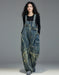 Women's Plus Size Patch Style Loose Denim Jumpsuit, Buykud Jumpsuits