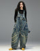 Women's Plus Size Patch Style Loose Denim Jumpsuit, Buykud Jumpsuits