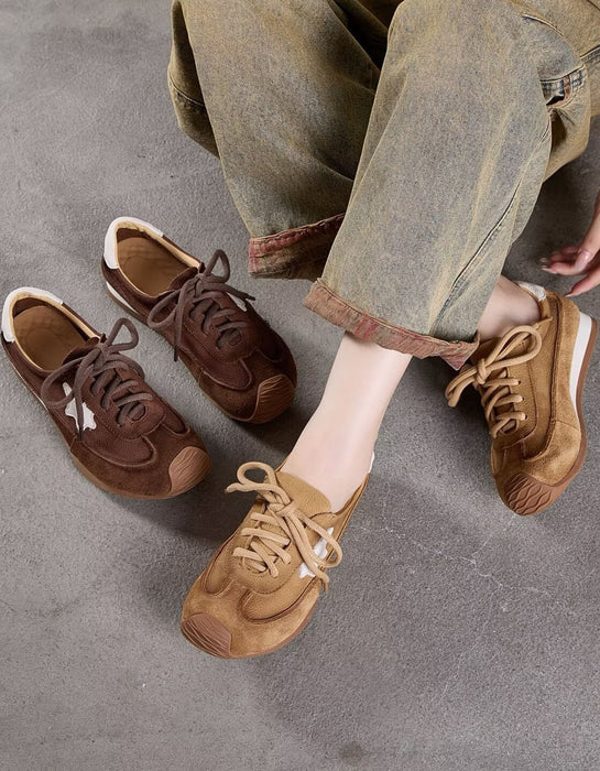 Women's Soft Sole Vintage Lace-up Casual Suede Sneakers, Obiono Sep Shoes Collection 2026, 80.77