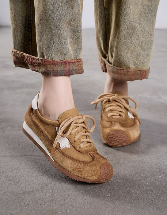 Women's Soft Sole Vintage Lace-up Casual Suede Sneakers, Obiono Sep Shoes Collection 2026, 80.77