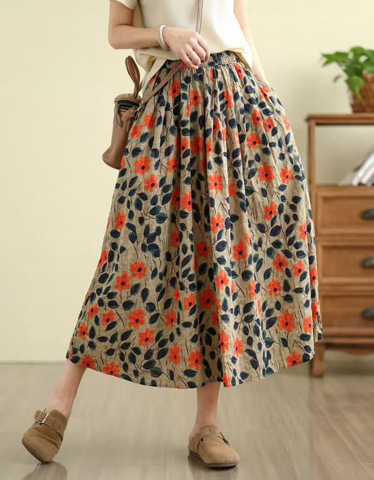 Women's Summer Linen Floral Skirt Buykud skirt March Shoes Collection 2026 45.00