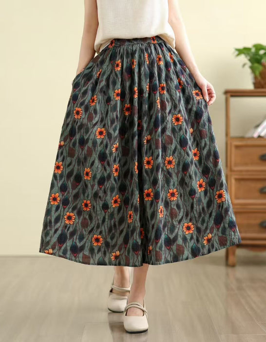 Women's Summer Linen Floral Skirt Buykud skirt March Shoes Collection 2026 45.00
