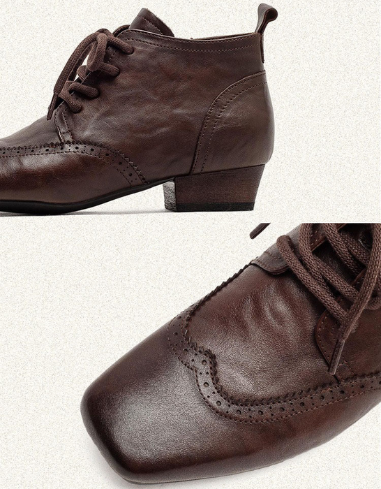 Women's Vintage Lace-up Brogue Style Ankle Boots, Obiono Oct shoes collection 2026, 93.70