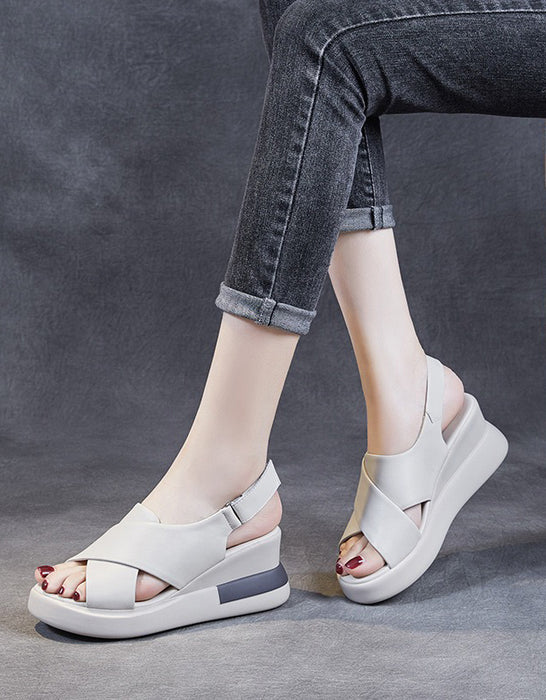 Sandalias de cuña con tiras y tiras para mujer