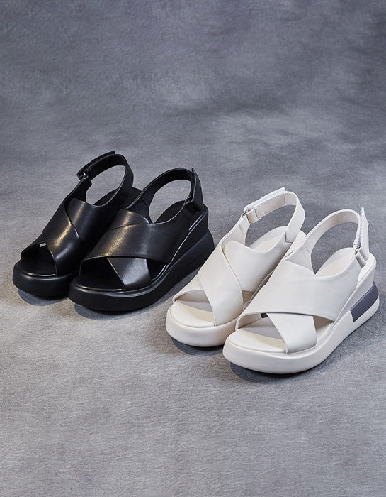 Sandalias de cuña con tiras y tiras para mujer