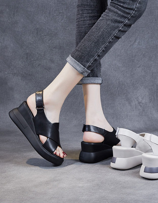 Sandalias de cuña con tiras y tiras para mujer