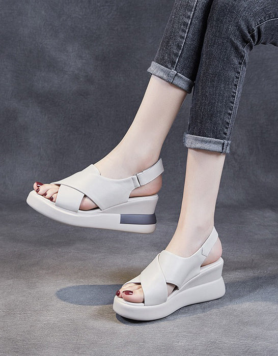 Sandalias de cuña con tiras y tiras para mujer