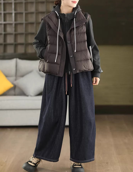 Women's Winter Fur Lining Wide Leg Denim Pants Feb Clothing Collection 2026 43.00