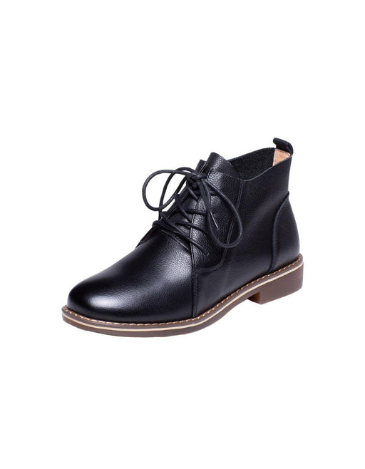 Pointed Toe Lace-up Retro Leather Ankle Boots Pointed Toe Lace-up Retro Leather Ankle Boots