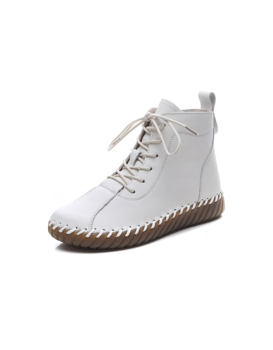 Autumn Winter Comfortable Soft Leather Lace-up Ankle Boots White Jan Shoe Collection 2026 81.80