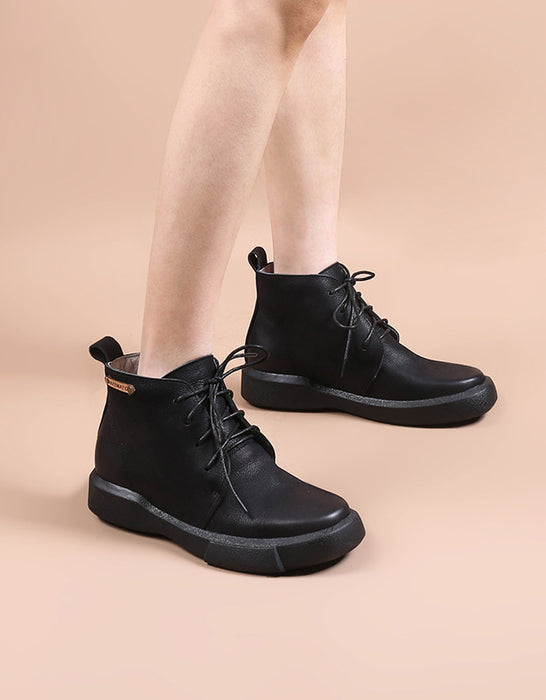 British Style Handmade Leather Casual Ankle Boots 35-41