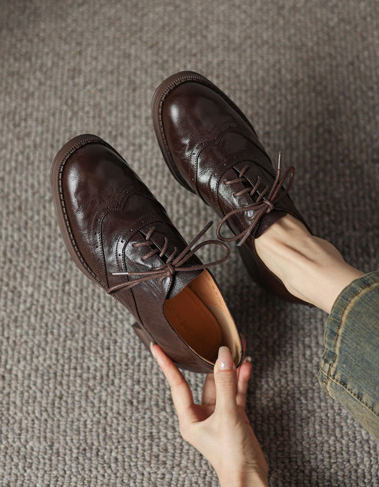 Vintage Braided Sheepskin Brogue Oxfords for Women — Obiono