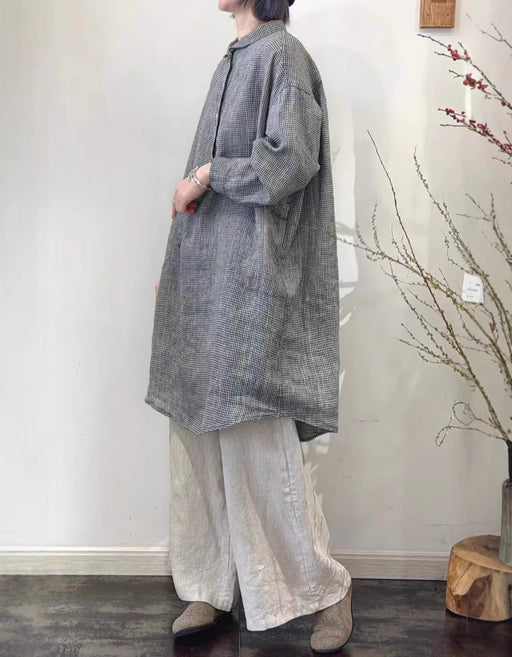 Spring Linen Mid-length Long-sleeved Shirt Dress Spring Linen Mid-length Long-sleeved Shirt Dress