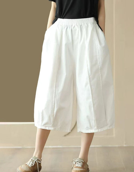 Summer Cotton Patchwork Casual Loose Capri Pants