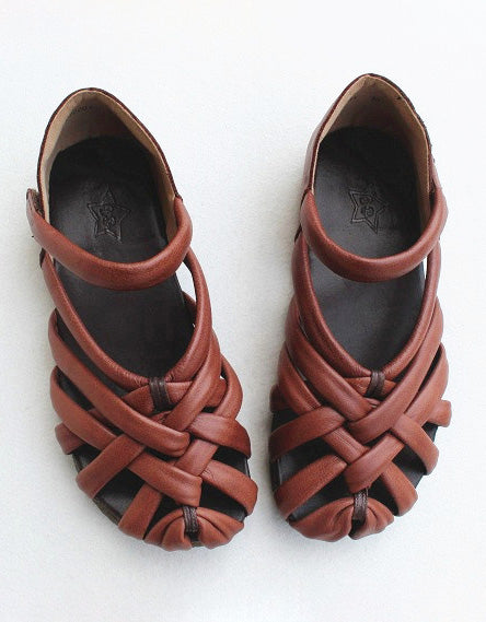 Handmade Retro Leather Woven Fisherman Sandals 35-41