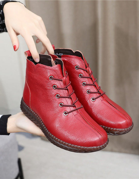 Bottes à lacets en cuir rétro printanières