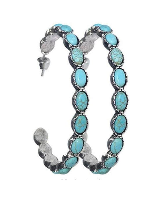 Vintage Turquoise Large Hoop Earrings