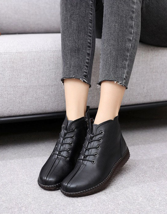 Bottes à lacets en cuir rétro printanières